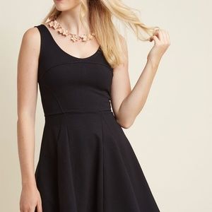 Modcloth Mystic Cityscape Escap Black A-Line Dress